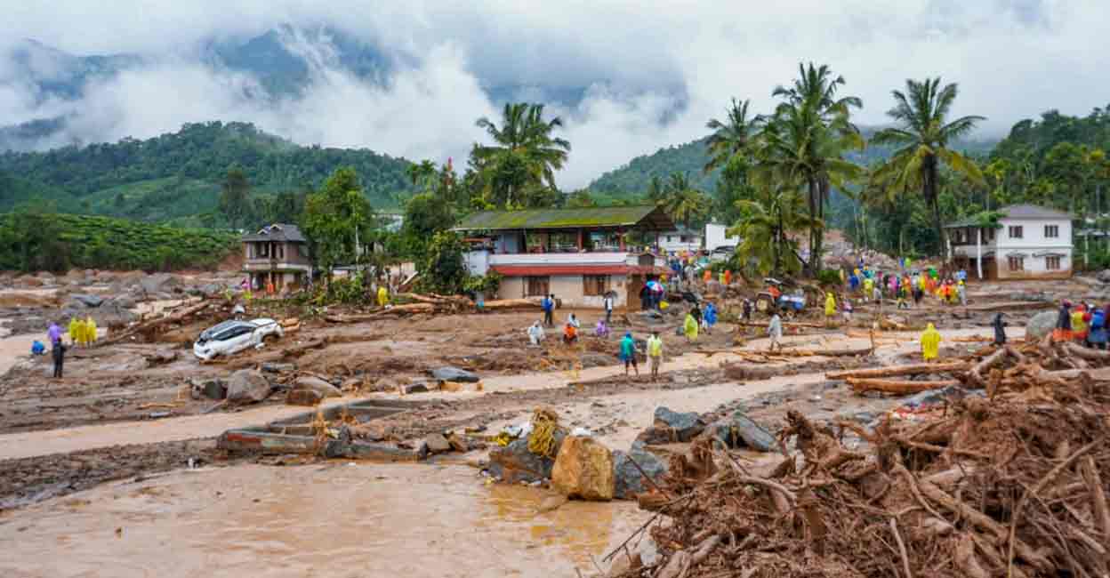 Rescue work underway following landslides triggered by heavy rain at Chooralmala, in Wayanad district, Kerala, Tuesday, July 30, 2024. Photo: PTI