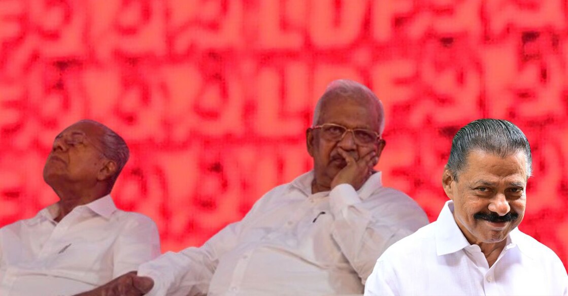 L-R: Pinarayi Vijayan, P Jayarajan and M V Govindan. Graphic: Made using Canva