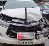 V D Satheesan escapes unhurt as his car collides with police escort jeep