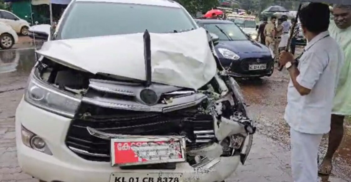 The official vehicle of V D Satheesan that met with the accident. Photo: Special arrangement