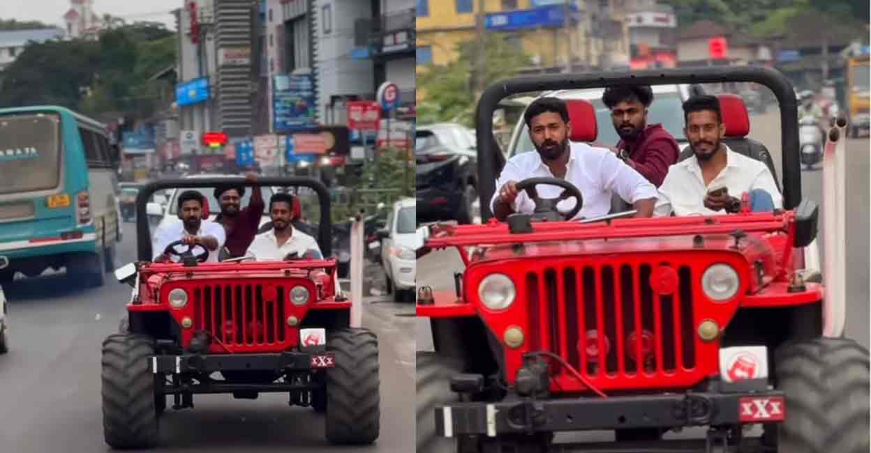 Akash Thillankery on his jeep in Wayanad. Photo: Instagram/Akash Thillankery