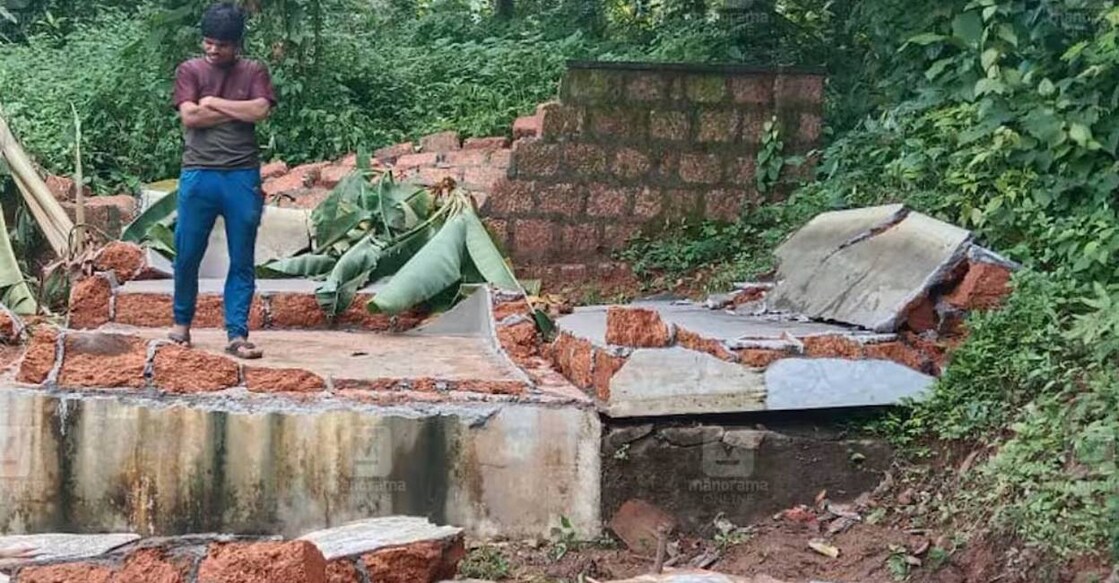 A view of the collapsed water tank on the farm. Photo: Special Arrangement