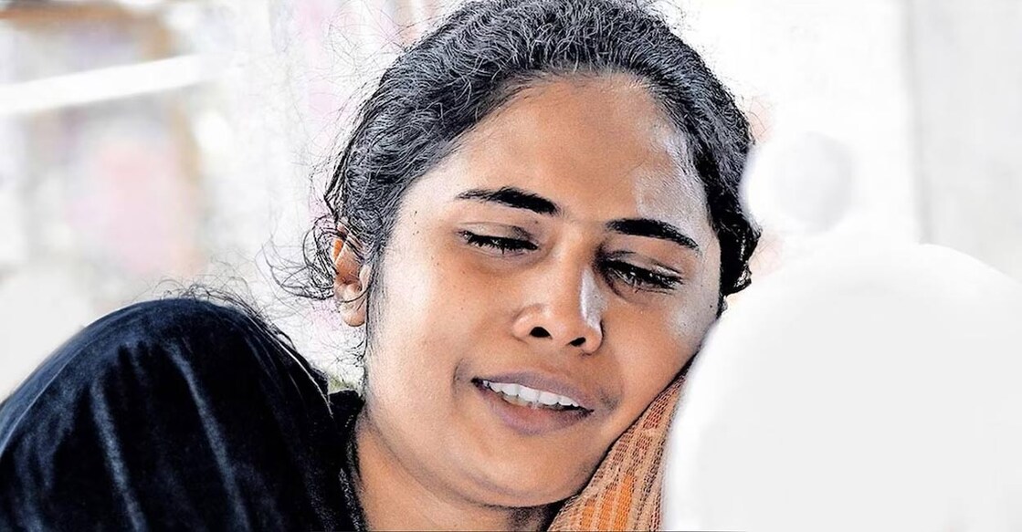 Shruthi, an employee at MIMS Hospital in Kozhikode, was spared from the disaster because she had been staying at a relative’s house. Photo: Manorama. 