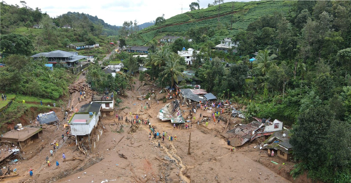 Devastated landscape following Wayanad landslides. Photo: Manorama