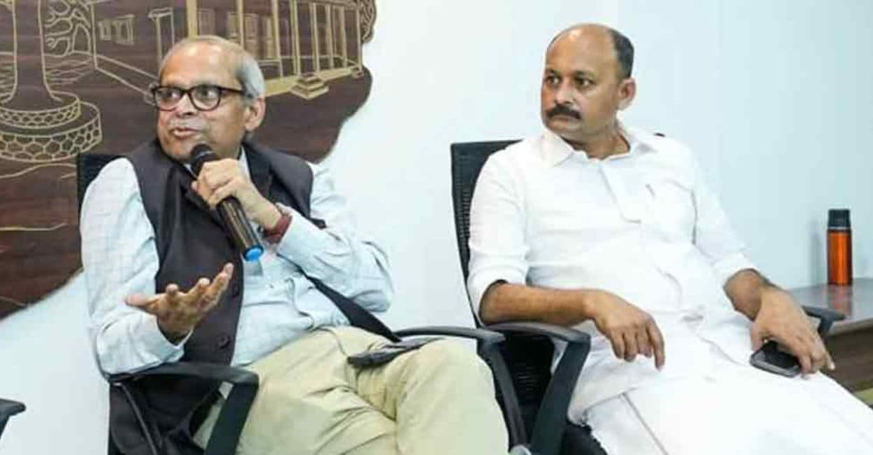 parakala-prabhakar.jpg Parakala Prabhakar speaks at an interaction organised by the Congress in Ernakulam. DCC president Mohammed Shiyas is also seen with him. Photo: Special arrangement