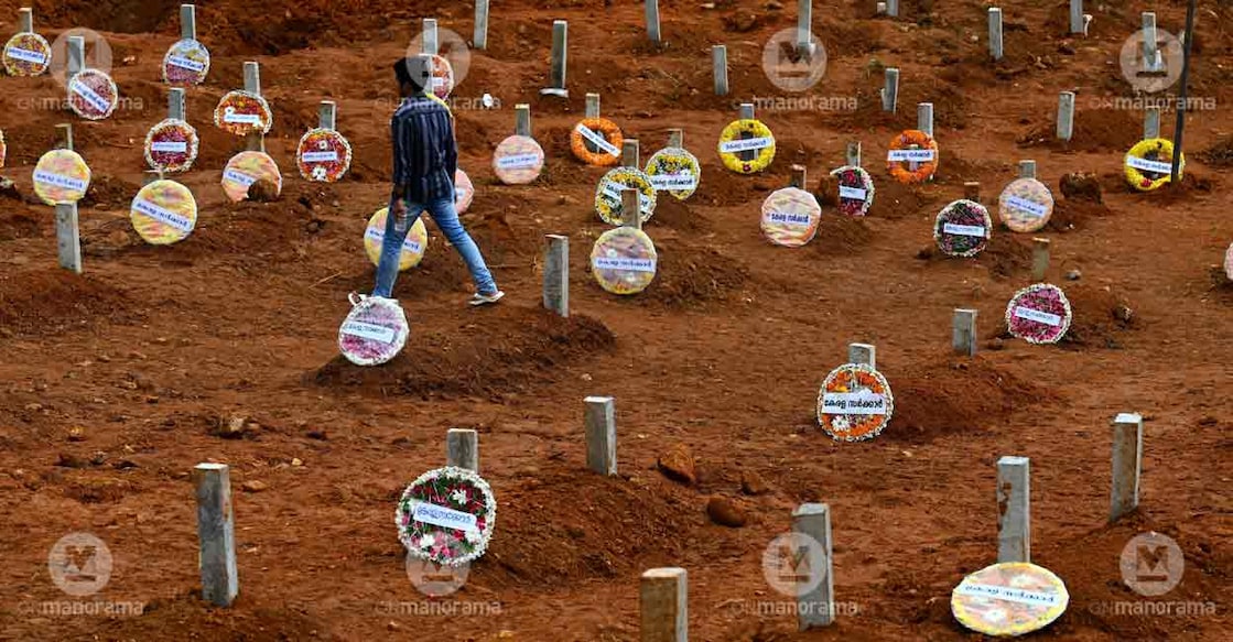 Burial ground for victims of Wayanad landslides in Puthumala. File photo: Manorama
