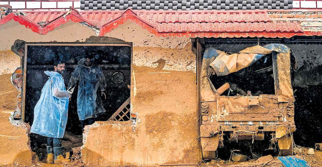 A house in Punchirimattam that was damaged in the landslides. Photo: Manorama