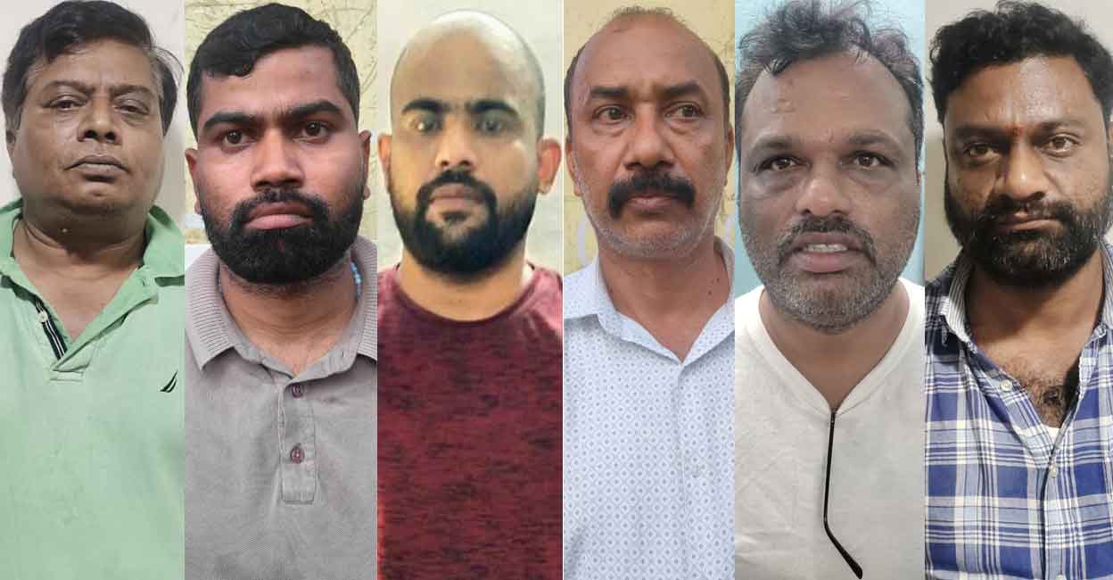 thrissur-mdma-arrests L-R: Narasimha Raju, Ramarao, Fasil, Somaiah, Biju and Mehender Reddy.