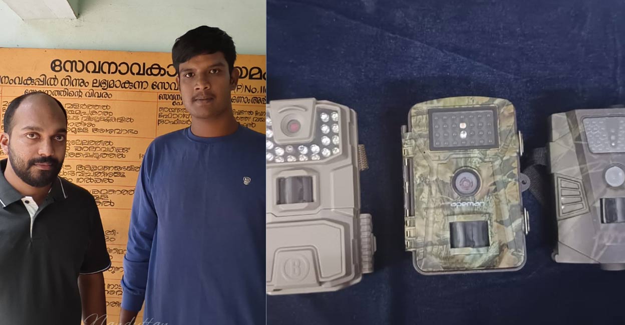 The arrested MK Manu (33) of Kavunkal house at Kenichira and Bhaskar (23) of Masthoor, Chikkaballapura in Karnataka, were the manager and naturalist of the Jungle Treat resort, respectively. Photos: Special arrangement. 