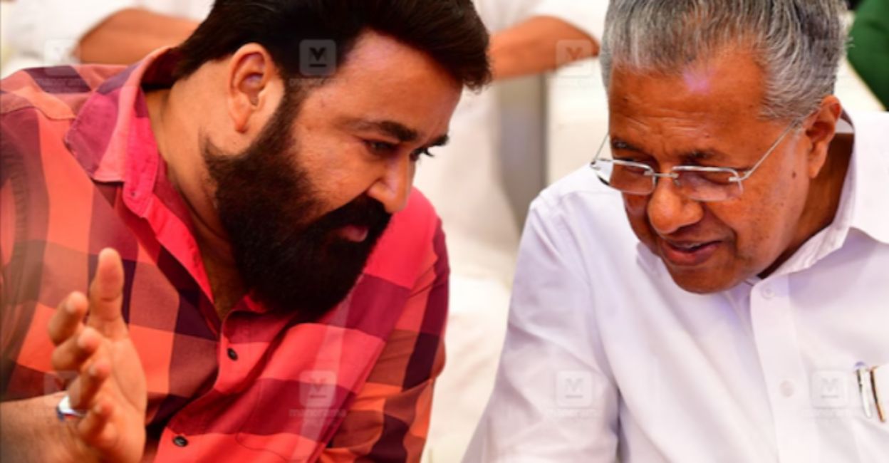 Mohanlal; Chief Minister Pinarayi Vijayan. Photo: Manorama