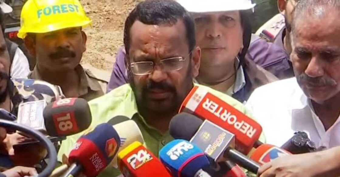 Minister K Rajan addresses media in Wayanad. Photo: Screeengrab/ Manorama News