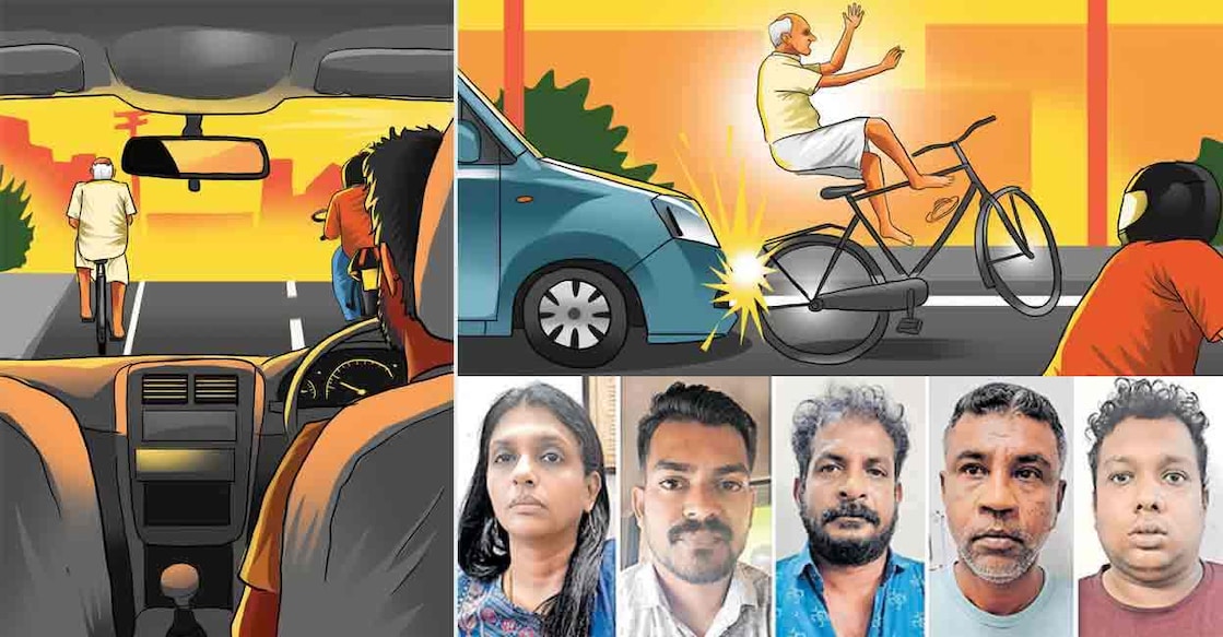 Article Image-Haritha - 3 Saritha, KP Anoop, Animon, Maheen, Hashif. Photo: Manorama; Illustrations by Roshan Abin Mathew