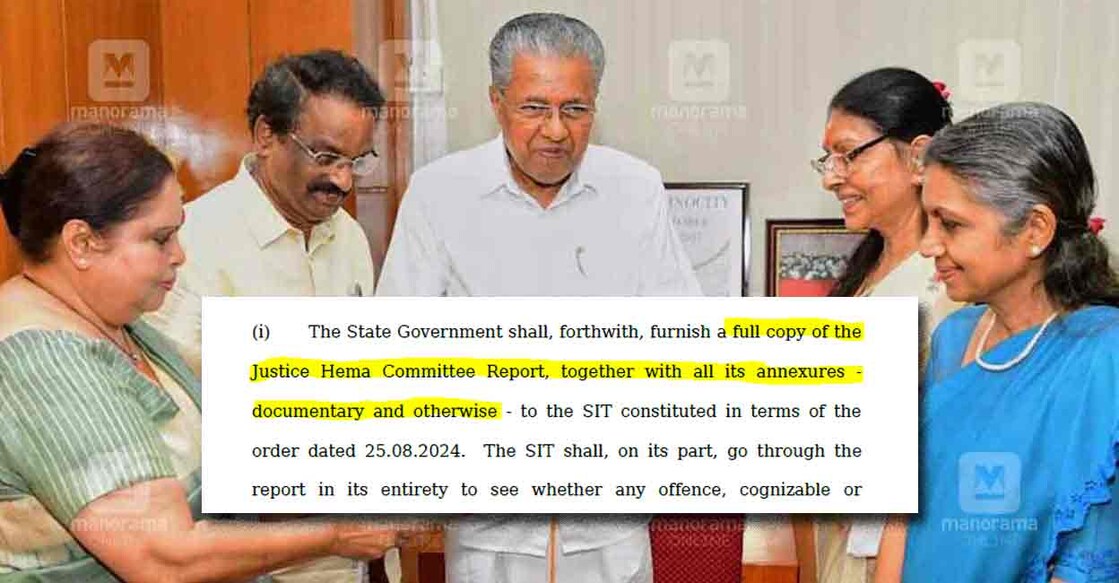 Screenshot from Kerala High Court order dated September 10, 2024 on Hema Committee report. Photo: Onmanorama