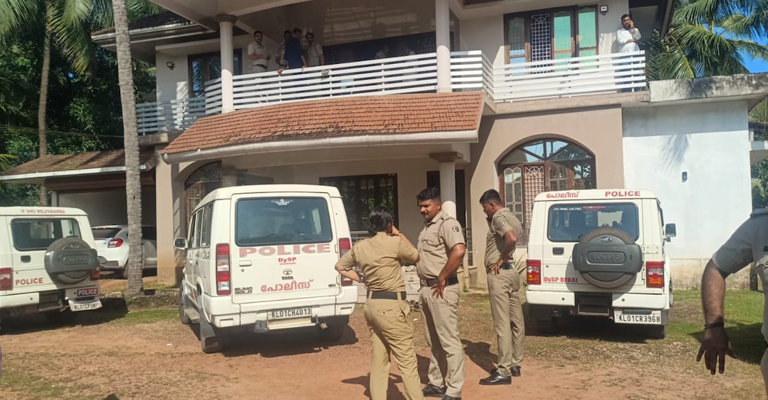 Police took hours to take stock of the drugs seized from this house at Uppala near Manjeshwar in Kasaragod on Friday. Photo: Special Arrangement