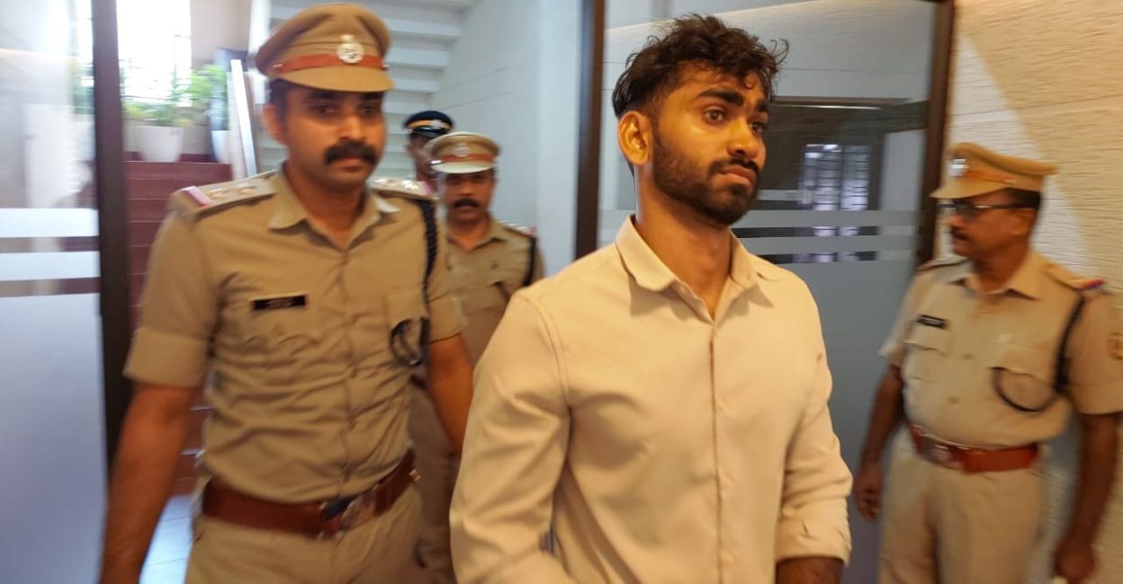 Accused Askar Ali being brought to the District Police headquarters for questioning on Saturday. Photo: Special Arrangement