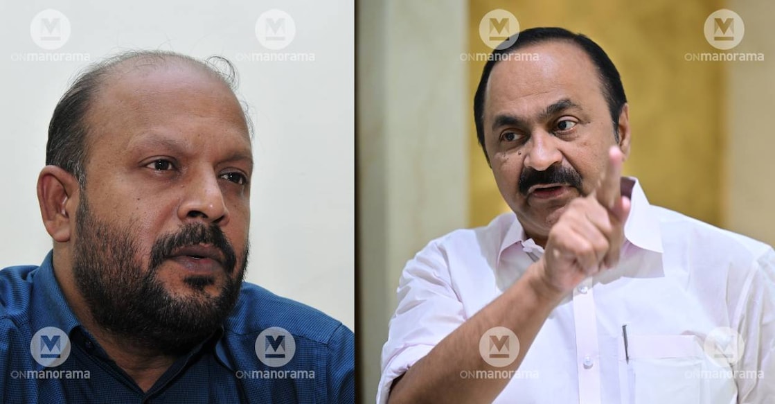 sunilkumar-satheesan-c VS Sunil Kumar and VD Satheesan. Photo: Manorama
