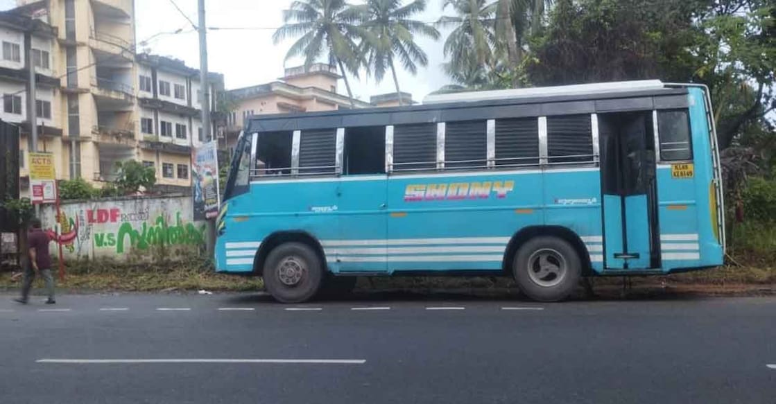 thrissur-bus-theft The 'Shony' bus that was stolen from the new bus stand at Kunnamkulam. Photo: Special arrangement