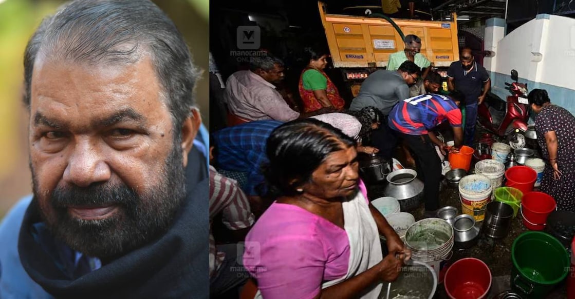 sivankutty-tvm-water-issue Minister Sivankutty said that plans to restore water supply within 48 hours flopped due to unexpected faults in the work. Photo: Manorama
