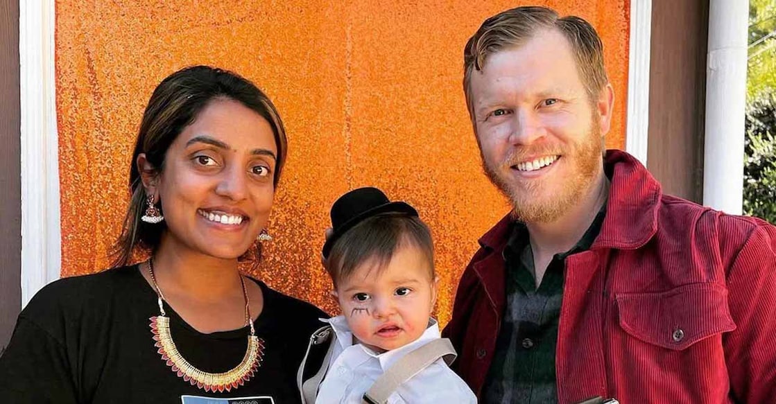 meera menon la Meera Menon, her daughter Lakshmi and Paul Gleason. Photo: Manorama/Instagram/meeraonthewall