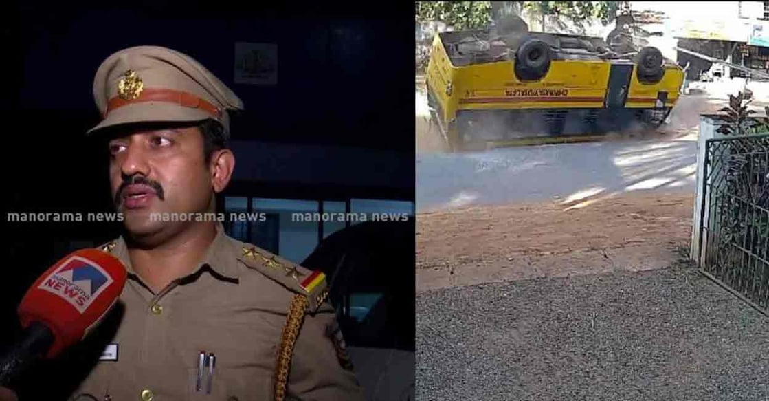 kannur-accident-mvi Motor Vehicle Inspector (MVI) Riyas about the school bus accident in Kannur. Photo: Manorama News