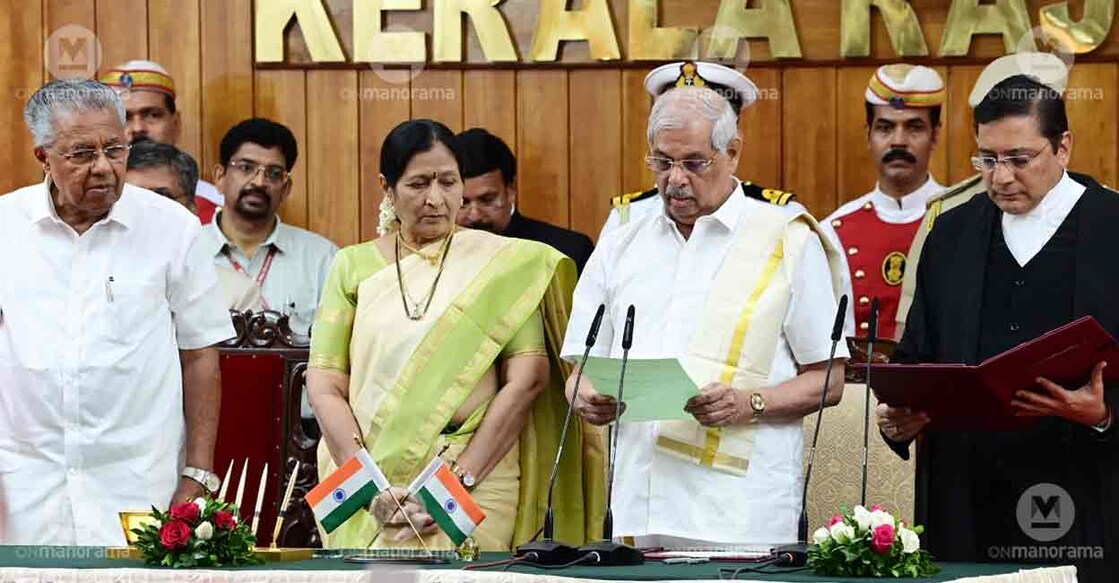 rajendra-vishwanath-arlekar Rajendra Vishwanath Arlekar sworn in as the 23rd Governor of Kerala. Photo: Manorama
