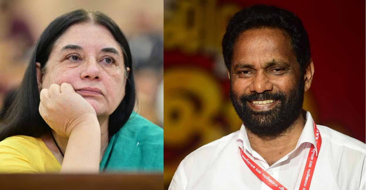 Maneka Gandhi, E J Babu. Photo: Rahul R Pattom/ Jithin Joel Haarim