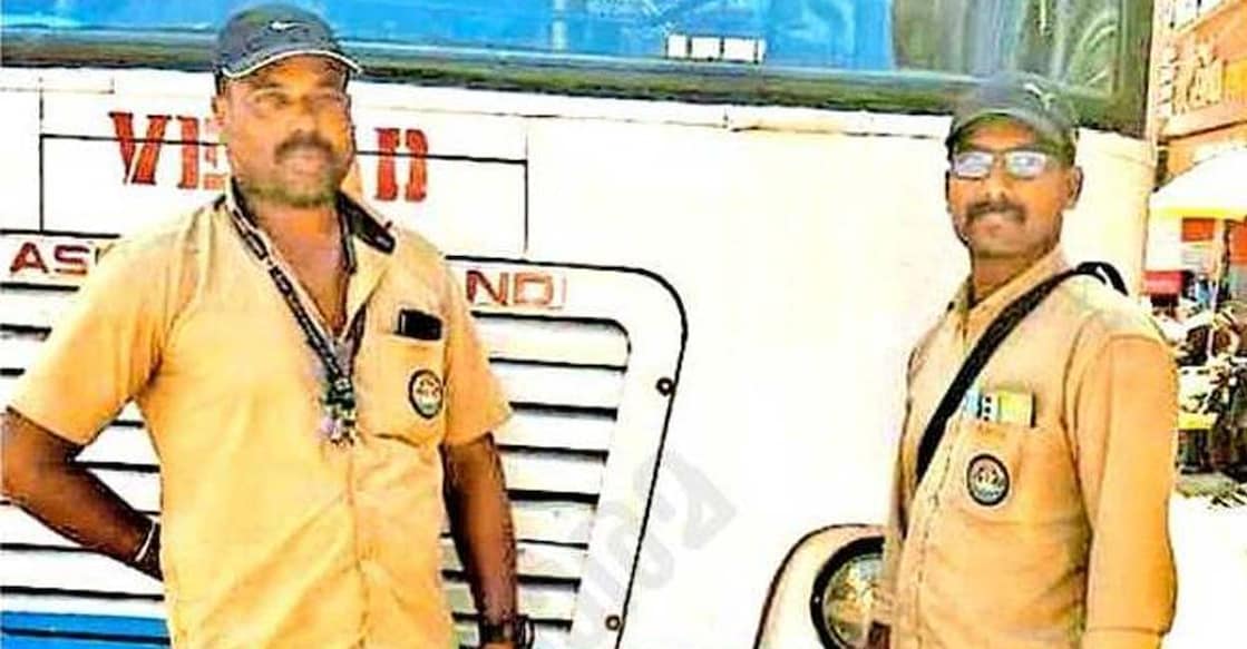 Driver Paul Pandian and conductor M Anoop. Photo: Manorama