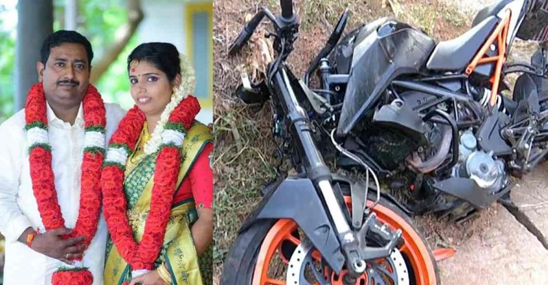1. Dileep and Neetu. 2. The bike involved in the accident. Photo: Manorama Online