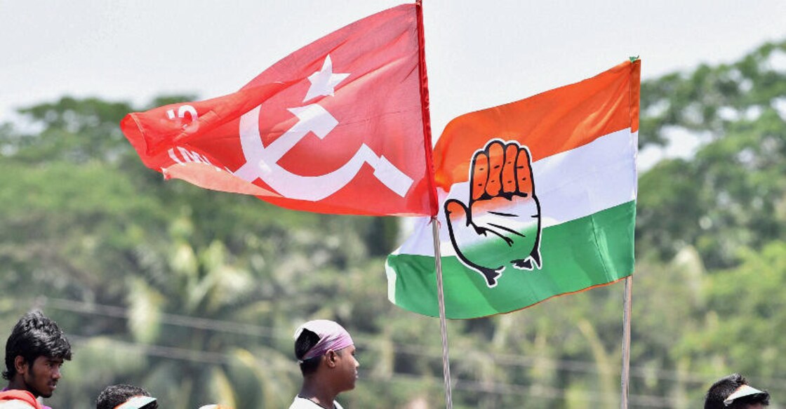 CPM, Congress flags. Photo: Manorama