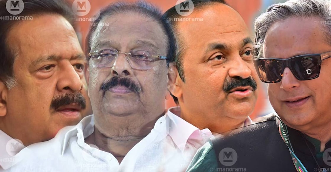Ramesh Chennithala, K Sudhakaran, VD Satheesan and Shashi Tharoor. File Photos: Manorama. 