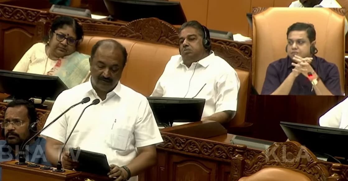 kerala-budget-session Finance Minister KN Balagopal speaking at Kerala Budget Session 2025. Photo: Screengrab/Sansad TV