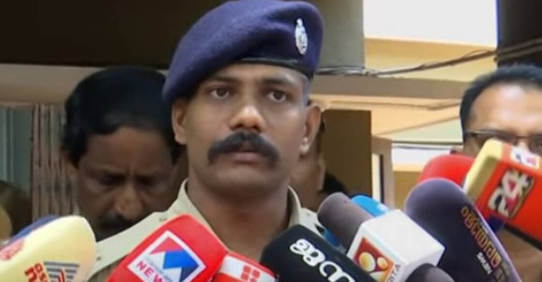 Kannur police official Karthik addresses media. Photo: Manorama News