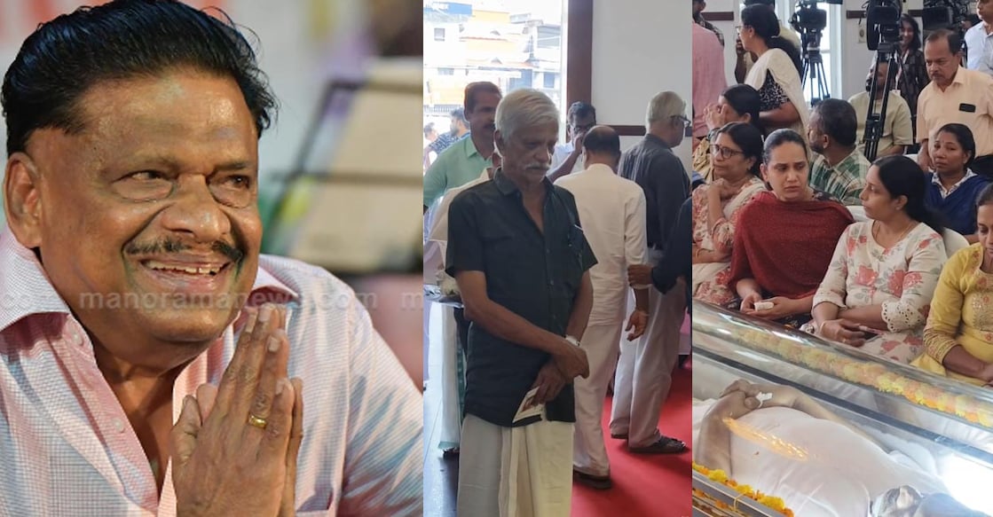 mankombu-gopalakrishnan The lyricist's body was kept for public viewing at Town Hall in Ernakulam, following which it was taken to his residence at Thykkoodam. Photo: Manorama