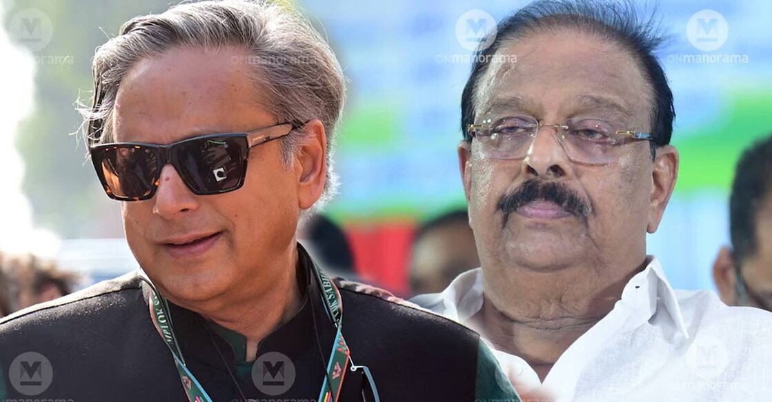 Shashi Tharoor and K Sudhakaran. Photos: File/Manorama.