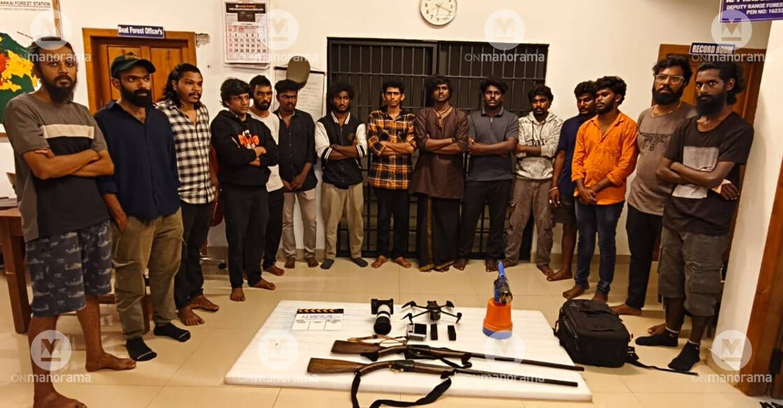 The 15-member-team arrested for tresspassing into Wayanad forest. Photo: Special Arrangement