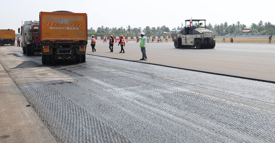 Runway re-carpeting at Thiruvananthapuram airport. Photo: Special Arrangement