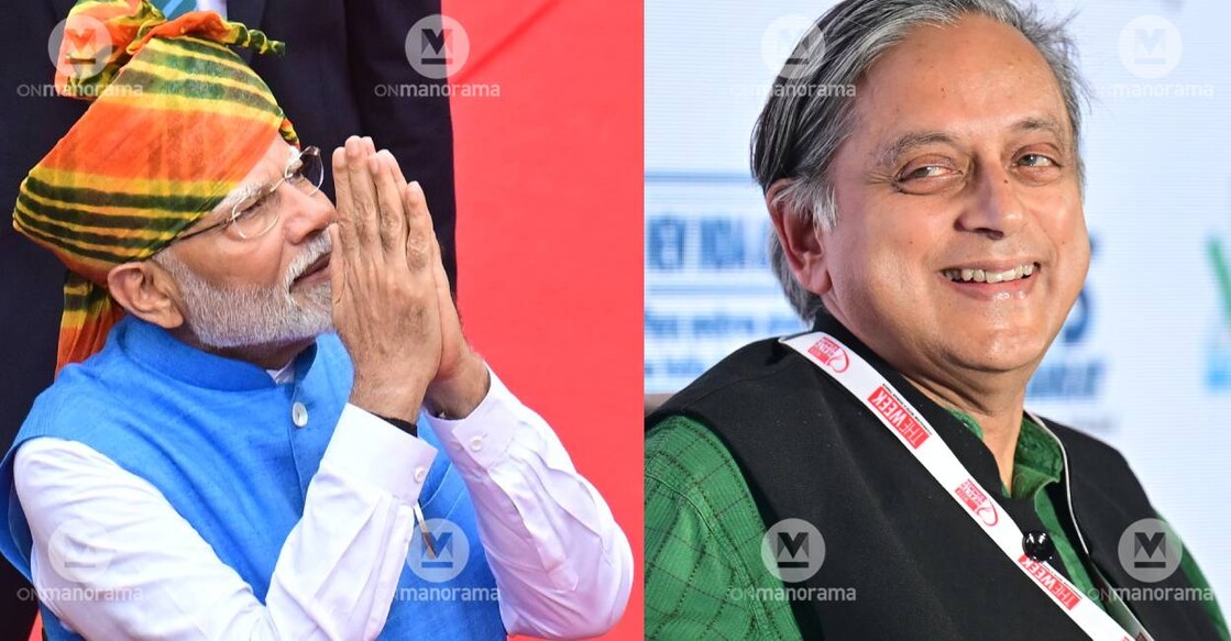 Narendra Modi and Shashi Tharoor. File Photo: PTI, Manorama