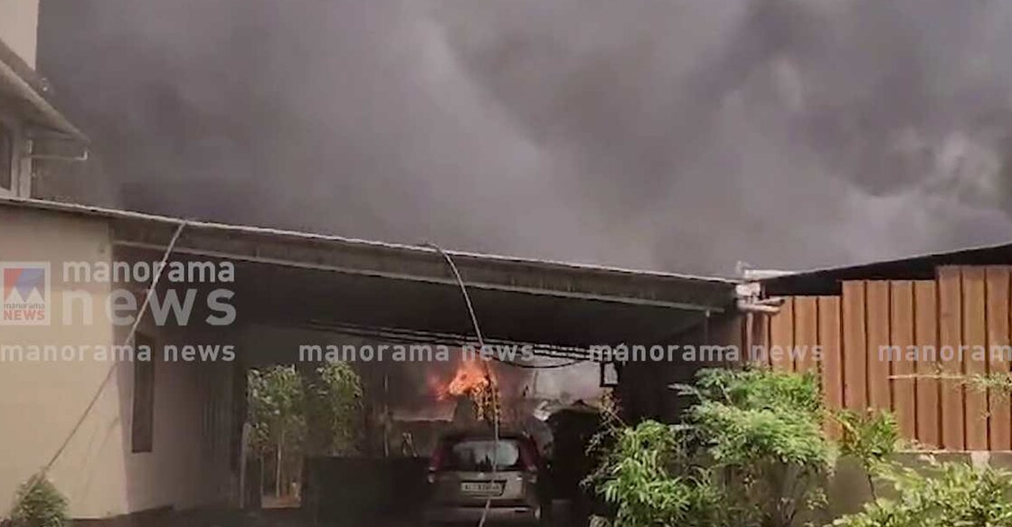 Efforts to douse the flames are underway. Photo: Manorama News