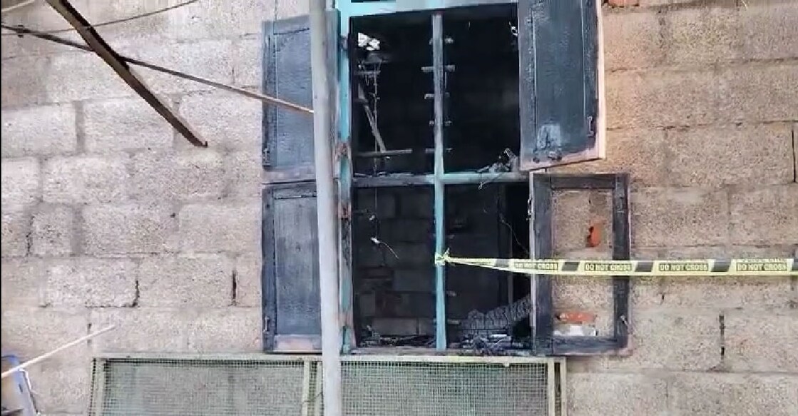 A fire broke out in a house at Erumely here on Friday. Photo: Screengrab/ Special Arrangement