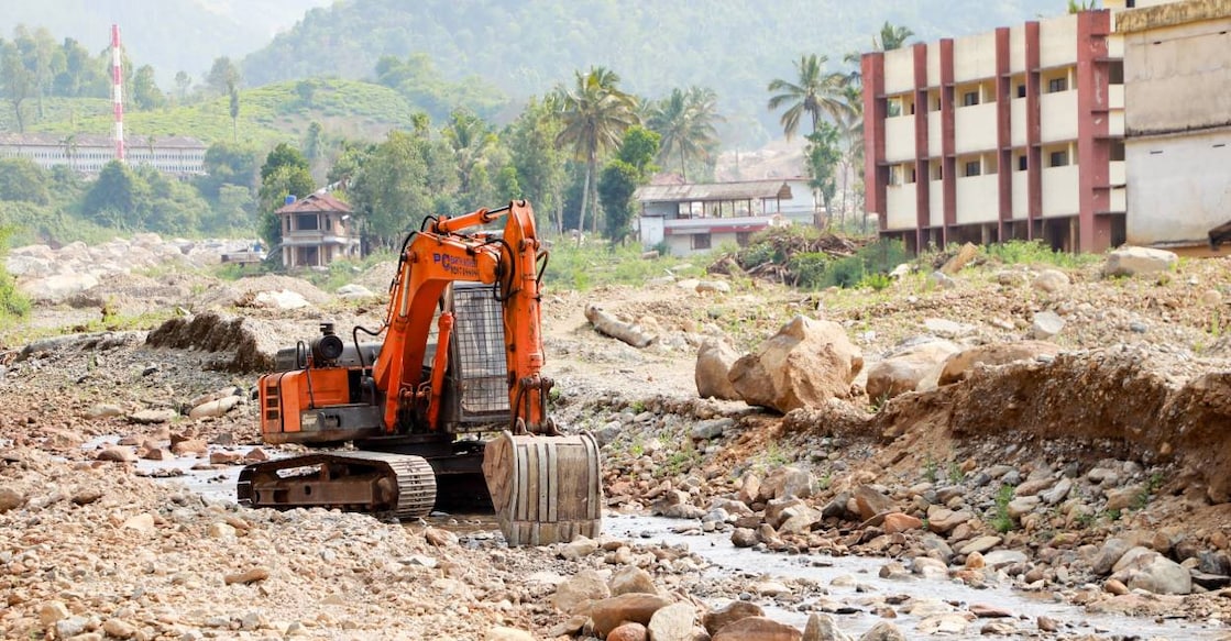Work underway in Punnapuzha river. Photo: Special Arrangement