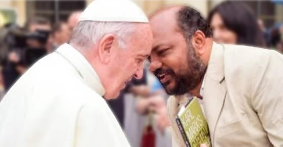 p-rajeev-pope-francis Kerala Industries Minister P Rajeev with Pope Francis. Photo: X/@PRajeevOfficial