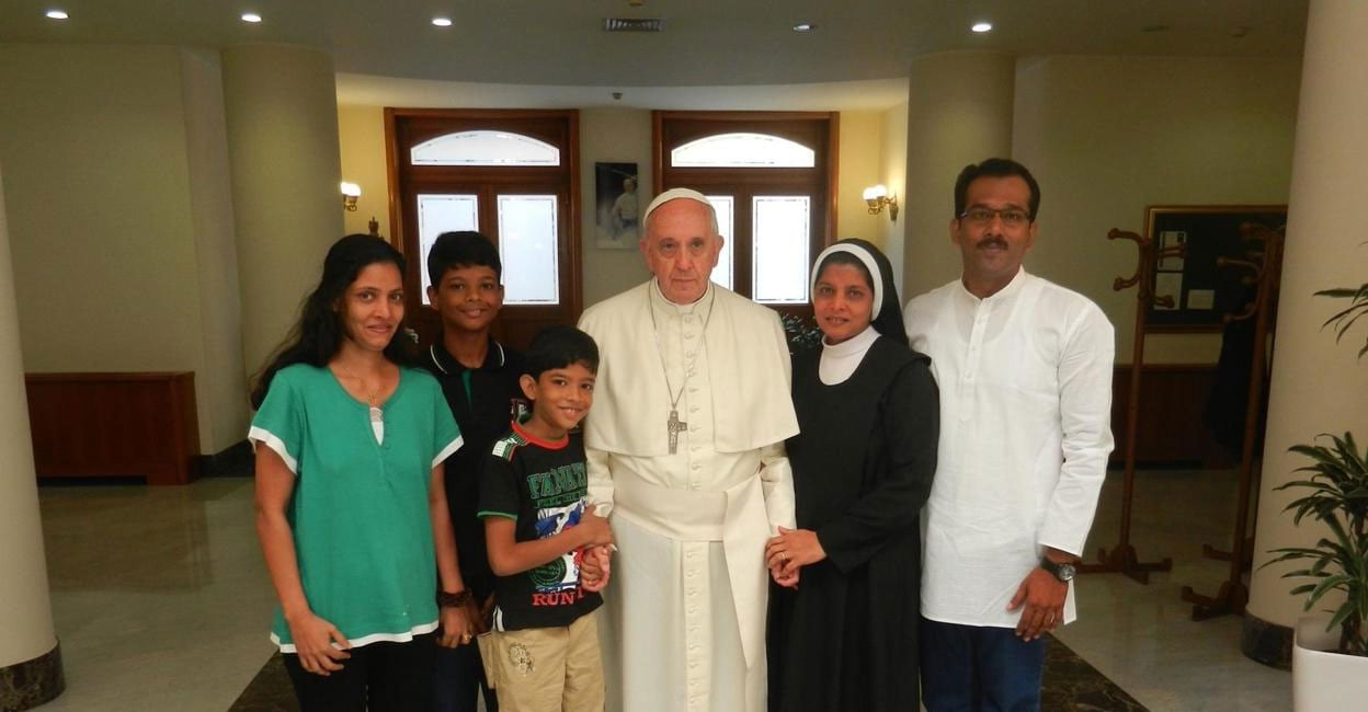 pope-francis-jain-joseph Pope Francis with Jain Joseph and family. Photo: Special Arrangement