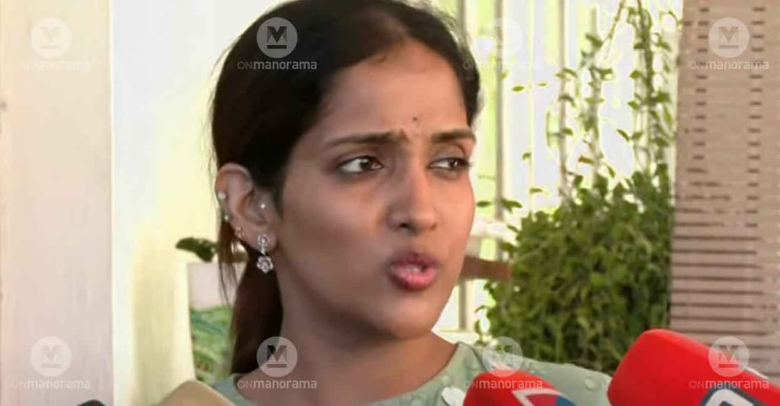 Daughter of N Ramachandran Arathi R Menon. Photo: Manorama News