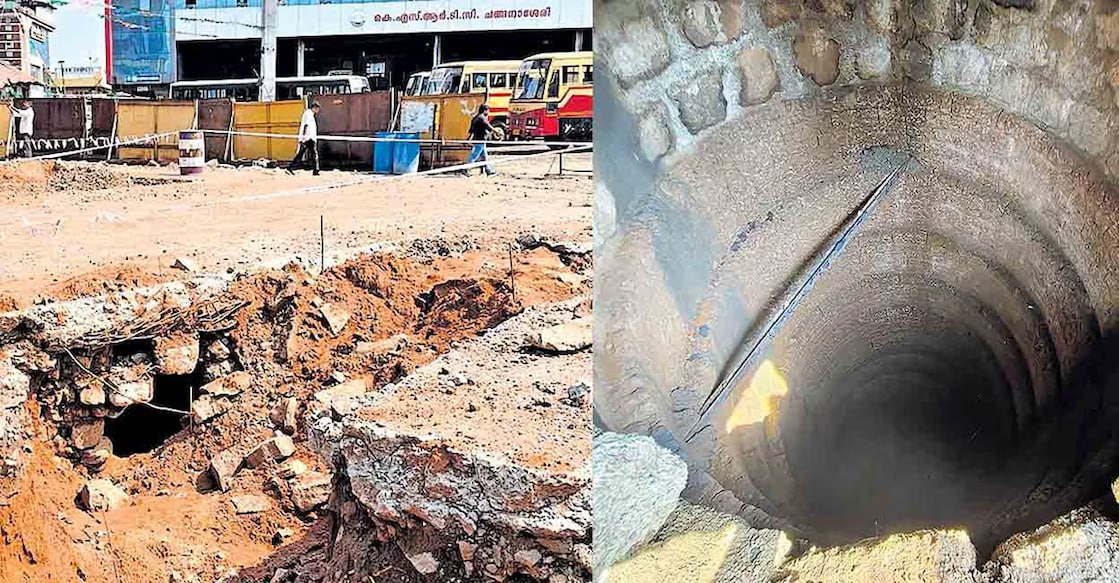 old-well-at-changanssery The old well that was discovered at the Changanassery KSRTC bus station on Thursday, as part of the ongoing renovation work. Photo: Manorama Online