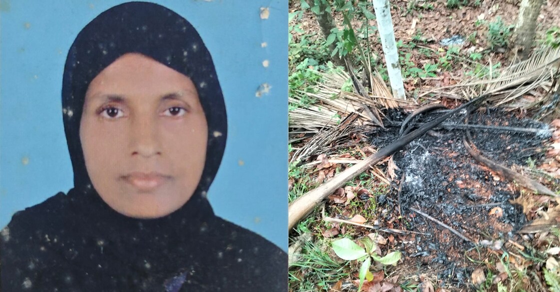 Fathima and the spot where she was struck by lightning. Photo: Special arrangement