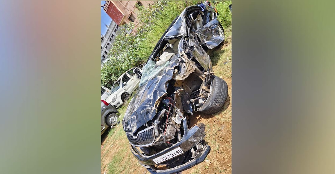 car-accident-in-bangaluru-mysore-highway The car involved in the accident. Photo: Special arrangement