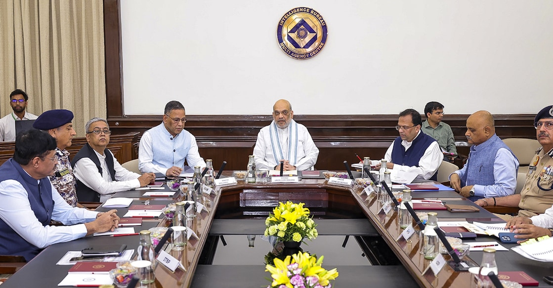 Union Home Minister Amit Shah with others during the inauguration of the new Multi Agency Centre (MAC) in New Delhi. Photo: PIB via PTI