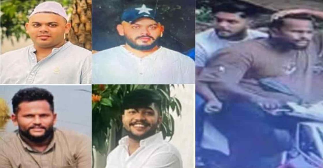 Shabeer alias Shibu (Top Left 1 &2), Jaffer (Bottom Right 1) and Niyas (Bottom Right 2);  Jaffer and Niyas on a scooter. Photo: Special arrangement