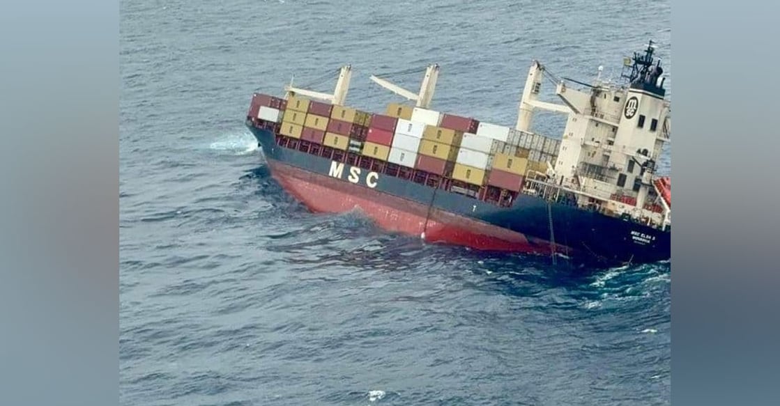 oil-spill-liberian-ship The cargo fell from the Liberian ship en route to Kochi port. Photo: Special Arrangemnet