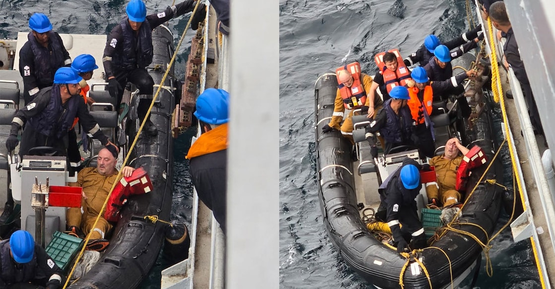The remaining members of the crew being rescued. Photo: Special Arrangement
